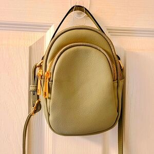Sage Green Crossbody Bag with 3 Sections...Small